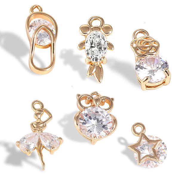 

zircon pendant star dancing girl owl fashion flip flops flowers goldfish charms jewelry diy for necklace accessory suppl 7fo8, Blue;slivery