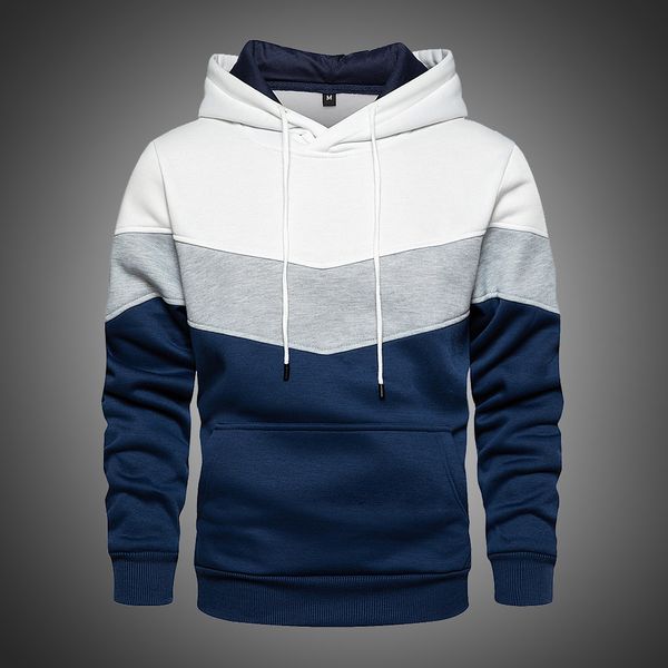 

2020 mens patchwork hoodies autumn winter thick pullover hoodies street wear sports shirt long sleeve sweatshirt cangaroo pocket 1019, Black