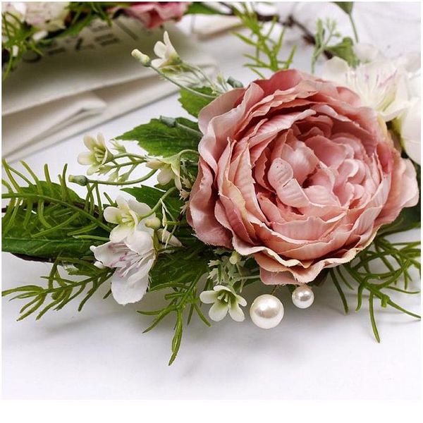 

peony flower wreath crown festival headband women hair accessories headdress girl floral garland wedding floral jlljqw