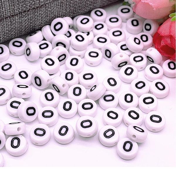 

100pcs/lot 7x4mm 0-9 white round numbers acrylic loose spacer beads for jewelry making diy bracelet acc jllsfe, Crystal