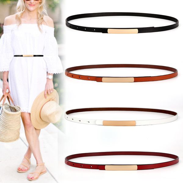 

simple pure leather decoration with dress korean versatile fashion women's thin belt, Black;brown