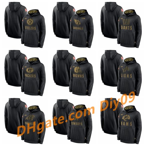 

2021 men women youth cleveland browns cardinals lions rams salute to service sideline nfl performance pullover hoodie, Blue;black