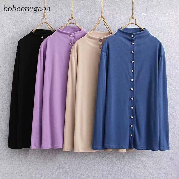 

button up turtleneck blouse women long sleeve autumn winter blouse streetwear casual, White