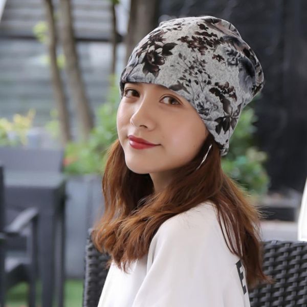 

rest and winter women hooded hats leisure women knitting outdoor sports thickening warm hats fashion leaf printing beanie, Blue;gray