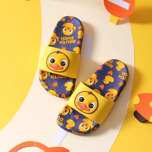 

new cute duck pattern children' slippers kids indoor outdoor boys slippers girls home non-slip baby slide little boy girl shoes c1008, Black;grey