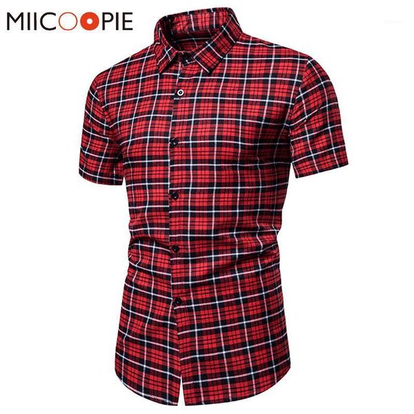 

2021 sping new arrival plaid men shirt dress casual short sleeve mens work clothes blusa streetwear business slim-fit shirts man1, White;black