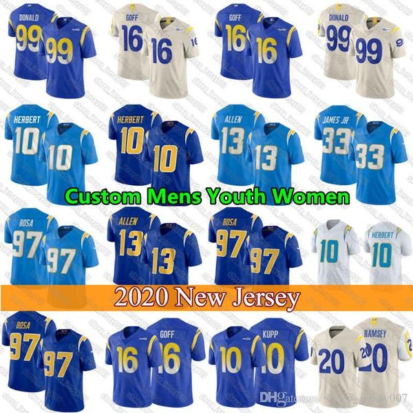 

new men los angeles jersey charger 10 justin herbert 97 joey bosa keenan allen 33 derwin james jr 55 junior seau jersey, Black;red
