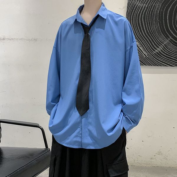 

2021 male shirts spring and winter new slim trend to send tie eight colours shirt fashion young men's clothes kp0u, White;black