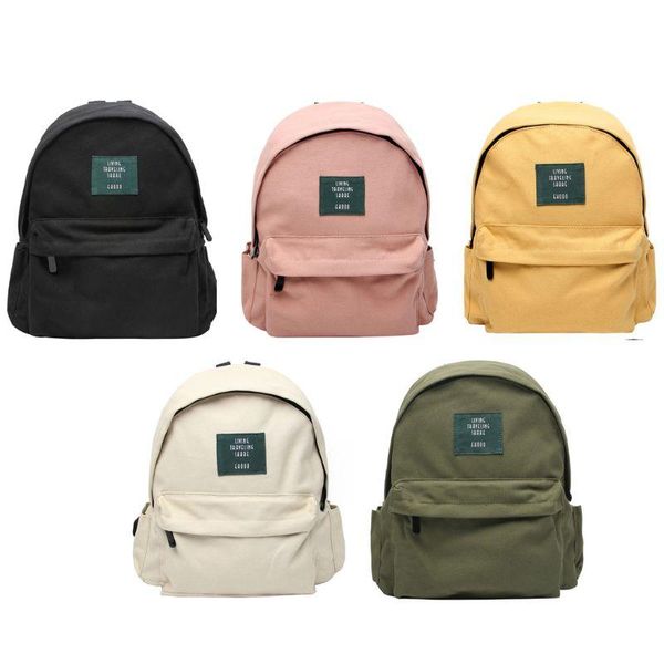 

women canvas backpack large capacity travel daypack school bookbag teenagers girls