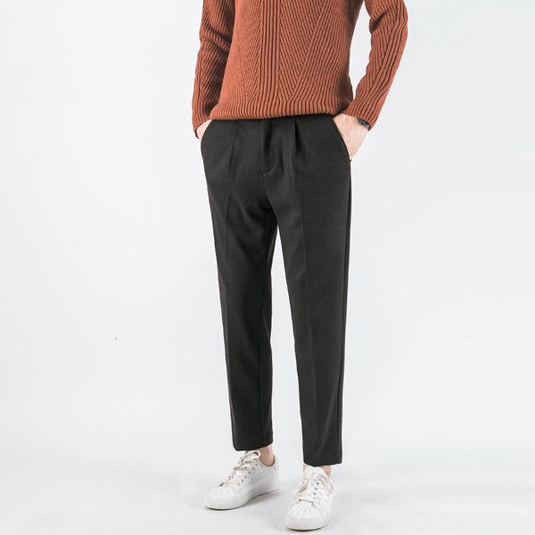 

2021 men's trousers autumn thin new winter cumbersome nine minutes long pants fashion male youth wear jrxf, Black