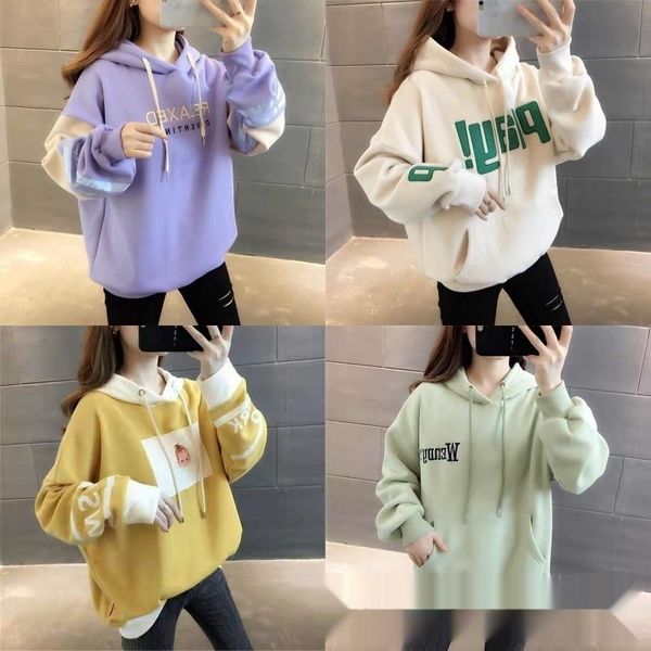

5vmjx korean-style shoulder loose miscellaneous loose sweater shoulder women's hooded sweater miscellaneous hooded women's korean, Black