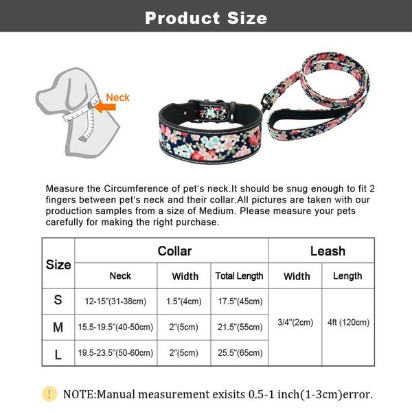 

soft nylon dog collar and leash set reflective padded dog collar fashion printed adjustable pet collars for medium la bbyucp