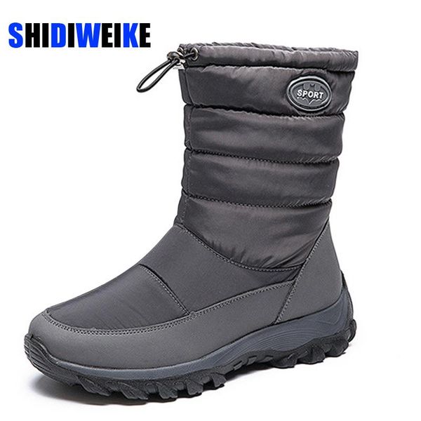 

2020 winter boots women winter shoes mid-calf waterproof snow boots flats warm fur female shoes woman footwear chaussures, Black