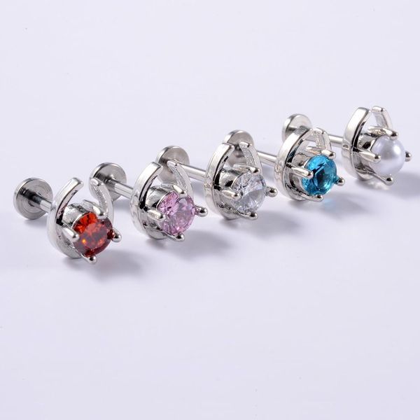 

5 шт. / лот cz gem ear tragus helix helix hortilage 361l хирургическая стальная хрустальная ушная лепестная лепестка lobret bar ring body pi, Silver