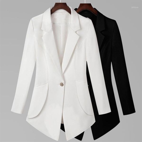 

6xl 7xl blazer women suit jacket female solid large size office ladies blazer feminino jacket women clothes chaqueta mujer q23141, White;black