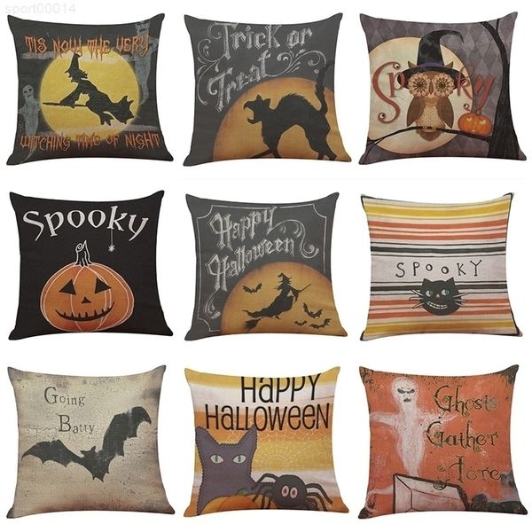 

halloween spooky pattern linen cover home office sofa square pillow case decorative cushion covers pillowcases without insert(18*18