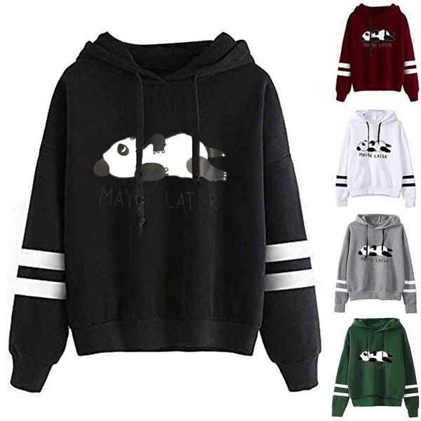 

women autumn winter hooded sweatshirt long sleeve letter bear pullover hoodie oversized loose hoodies sweatshirt d4, Black