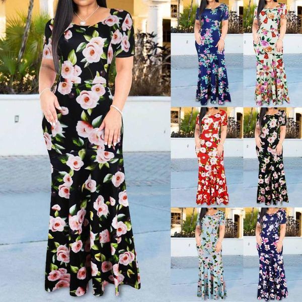 

2019 summer floral print boho beach dress fashion women summer floral slim six colors s-2xl women multiway convertible1, Black;gray