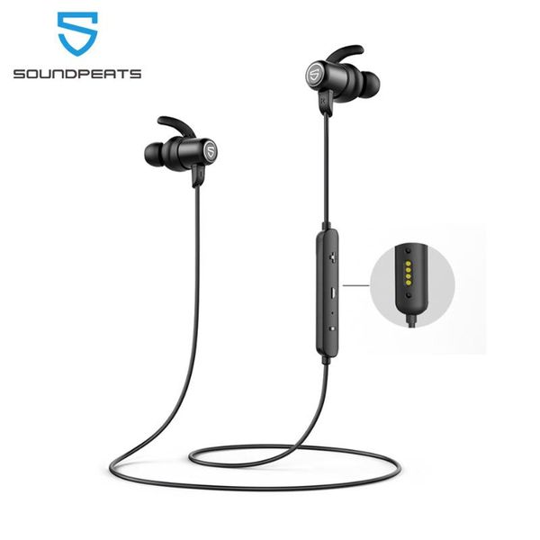 

sounpeats bluetooth 5.0 wireless earphones ipx8 waterproof sports earphones with magnetic charging aptx hd 14 hours playtime