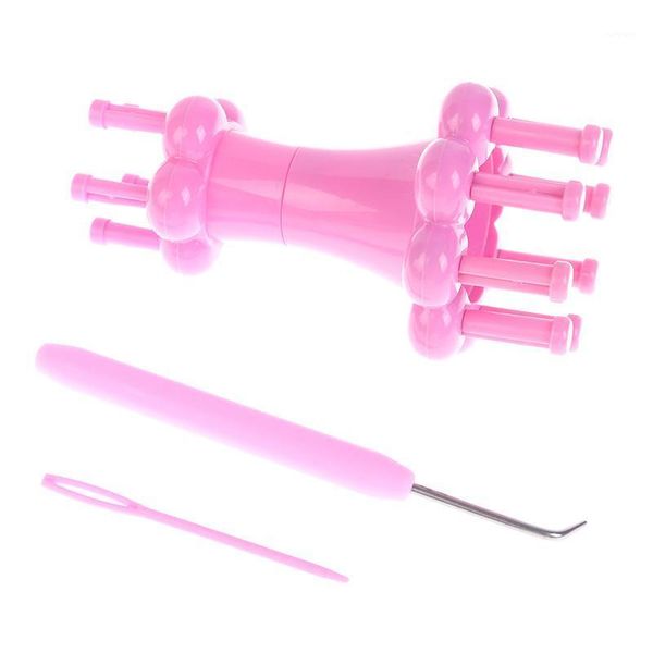 

plastic double head french yarn wool rope knit knitter knitting doll craft spool loom with crochet hook knitter loom maker1, Black