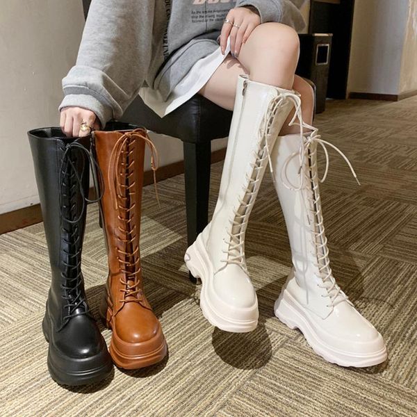 

women boots over knee boots-women booties woman 2020 low heel shoes luxury designer round toe over-the-knee riding, Black