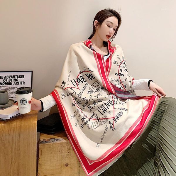 

autumn scarf hijab women winter cashmere thick shawl warm bandana scarves female blanket1, Blue;gray