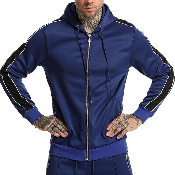 

fleece sweatshirts mens zipper hoodie sweatshirt coats outdoor casual sport jogging jackets, Black