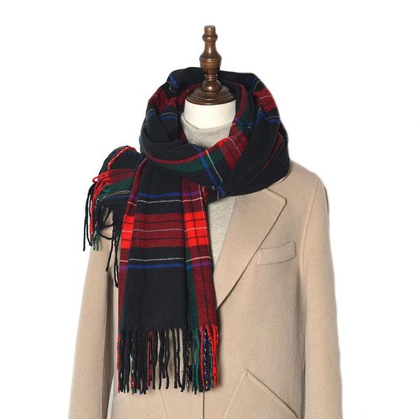 

2020 classic brand imitation cashmere scarf scottish plaid men and women winter fashion casual warm scarf, Blue;gray