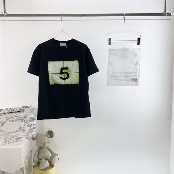 

21ss french fashion embroidery t-shirt men and women couples summer high-quality paris street t-shirt men's casual short-sleeved black, White;black