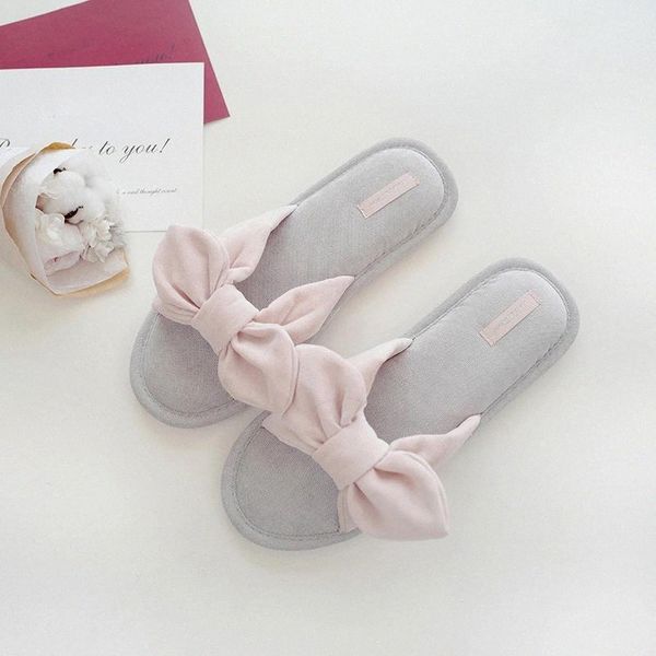 

summer bowknot slippers slides soft comfort non-slip cotton home indoor outdoor shoes flip flops for women open toe shoes women #mr7u, Black