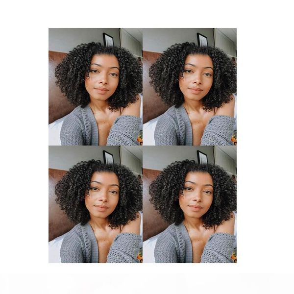 

women's soft lndian hair african american afro short bob kinky curly full wig simulation human hair curly black wig