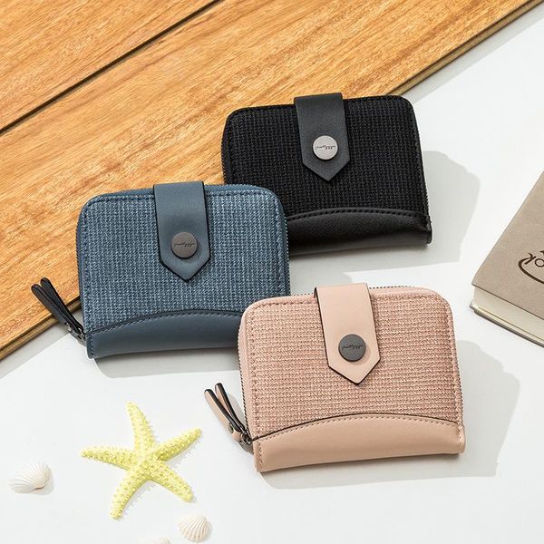 

woman's small wallet woman's short folding ins student multi-function coin purse, Red;black