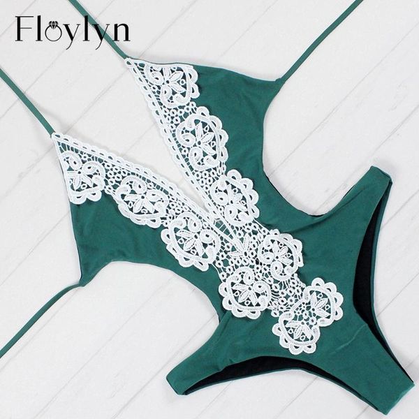 

floylyn handmade crochet one piece swimsuit female monokini white swimsuit lace push up swimwear maillot de bain1, White;black