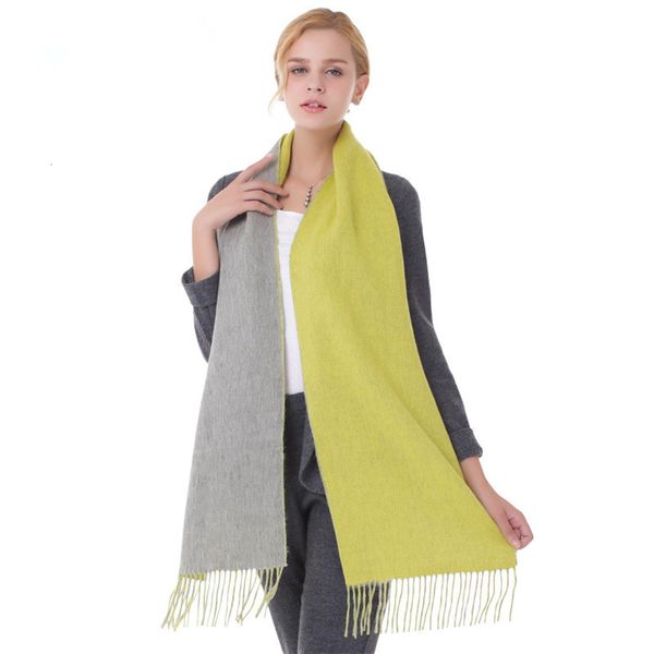 

wool women's autumn and winter scarf double side color matching woolen new fashion tassel b5088, Blue;black
