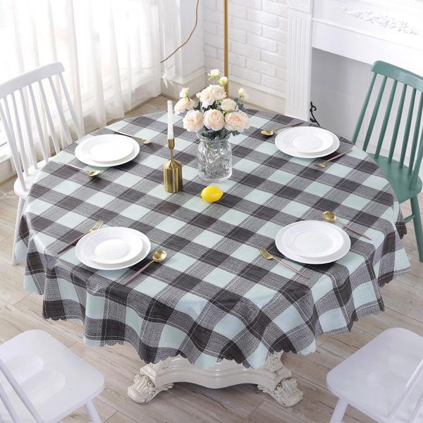 

pastoral pvc round tablecloth plaid table cover christmas tablecloth waterproof dining kitchen oil proof protector decoration bbyerq