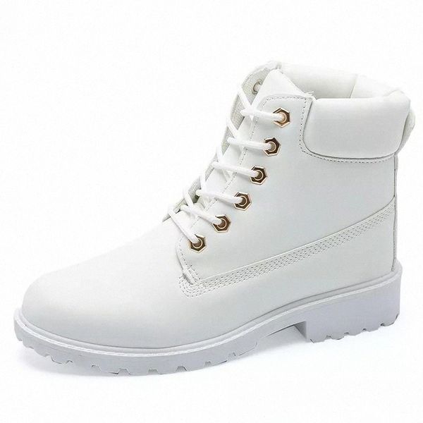 

2020 plus size 36-43 new ankle boots for women square heel lace up autumn boots platform casual shoes women #ew4k, Black