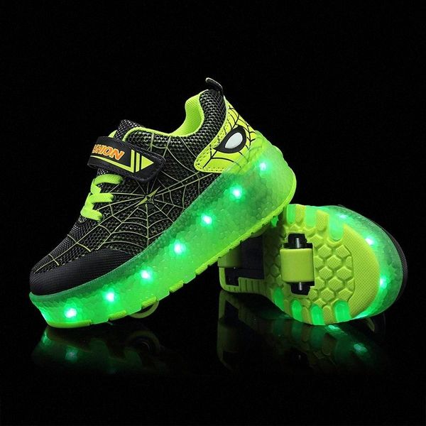 

led wheel sneakers for kids boys girls usb glowing roller shoes with on light double wheels children boy girl tennis skate shoes #317o