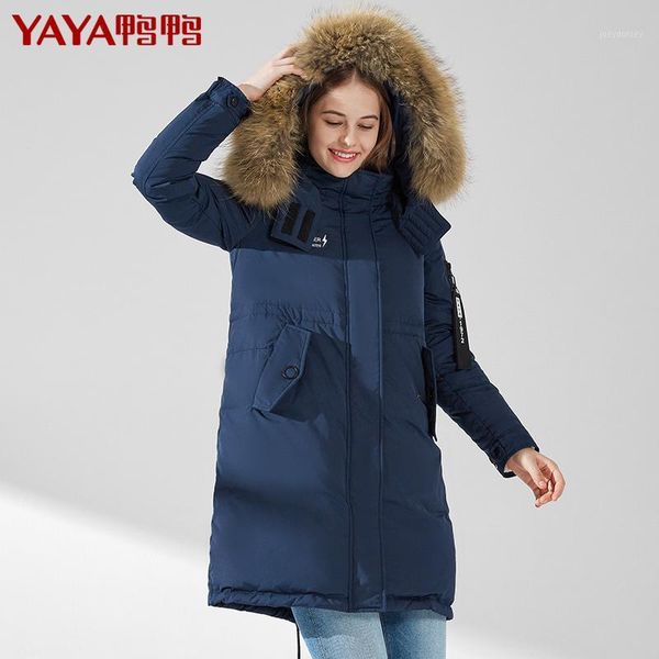 

yaya women clothing winter duck down coat hooded outwear european style1, Black