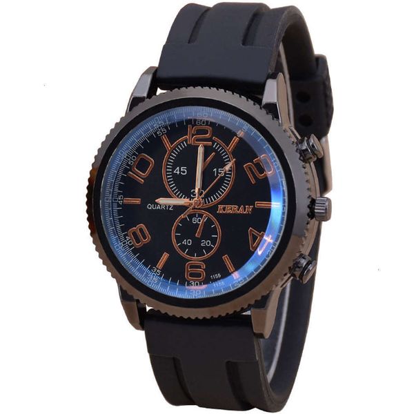 

silicon fashion sports tape men's taobao watch korean version simple dazzling blue light large dial quartz watchkgy2, Slivery;brown