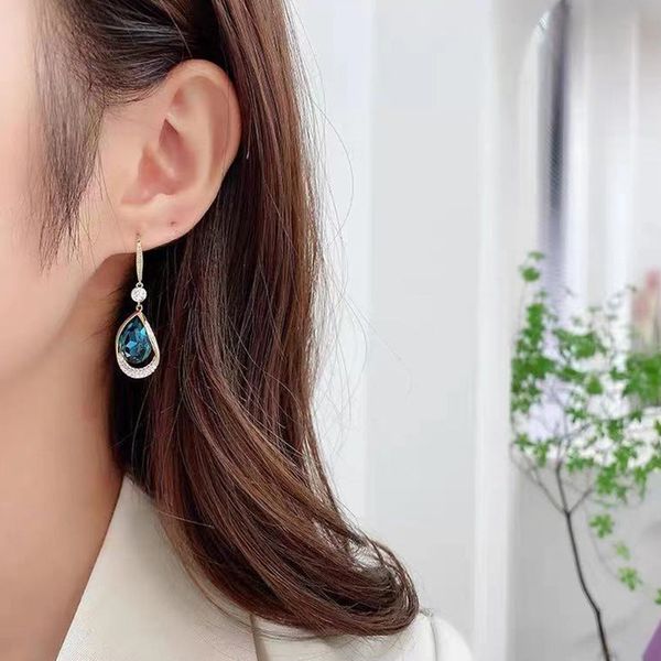 

red s925 silver needle water advanced feeling net drop earrings