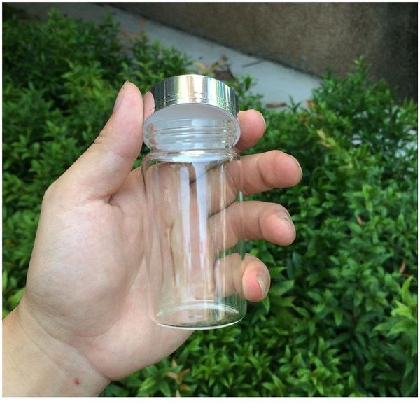 

100ml large glass bottles silver cap glass crafts empty clear bottles for sand candy gift jars decorate 24pcs jllvbu