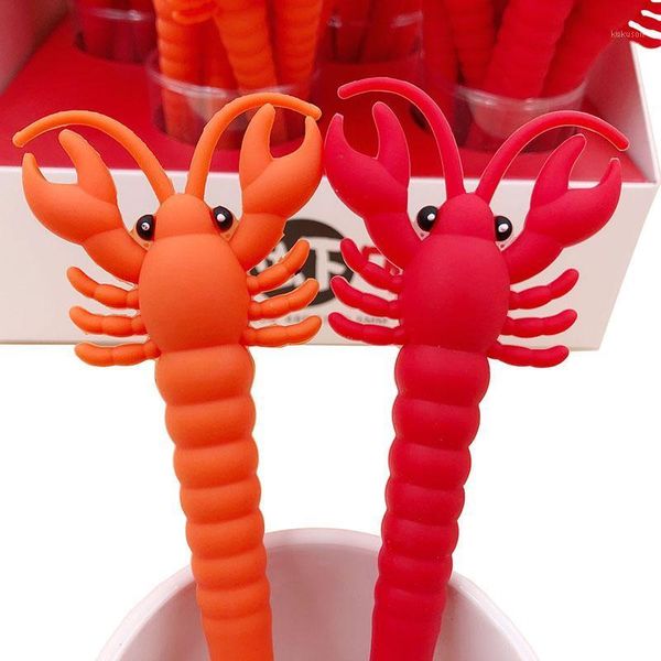 

1pcs cute kawaii gel pen creative novelty crayfish cartoon silicone 0.5mm black ink pen for writing student stationery gift1