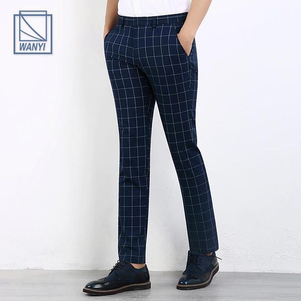 

2021 new arrival men's plaid classic slim fitness casual suit pants fashion british style pants trousers1, White;black