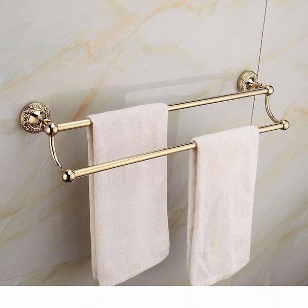 

solid brass bathroom hardware set gold polished double towel bar bathroom accessories wall mounted bathroom products bbymjg lg2010
