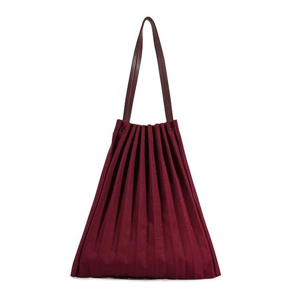 

pleated panelled causal shoulder bag well-designed shopping bag for women simple ladies fashion canvas handbags candy color