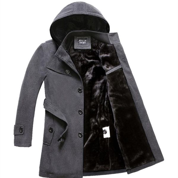 

m-4xl winter trench coat men woollen coat thick men's clothing size 4xl wool jackets, Black