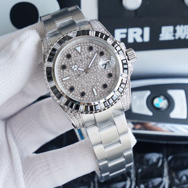 

five styles of mens watches 40mm diamond watch automatic watch montre de luxe orologio di lusso reloj de lujo men watch, Slivery;brown