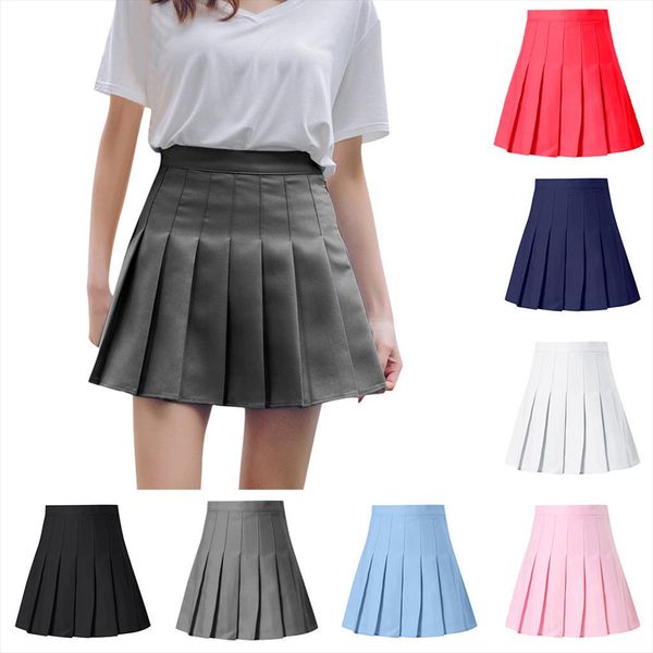 

skirts womens in white women fashion high waist pleated mini skirt slim waist casual tennis skirt faldas mujer moda 2020, Black