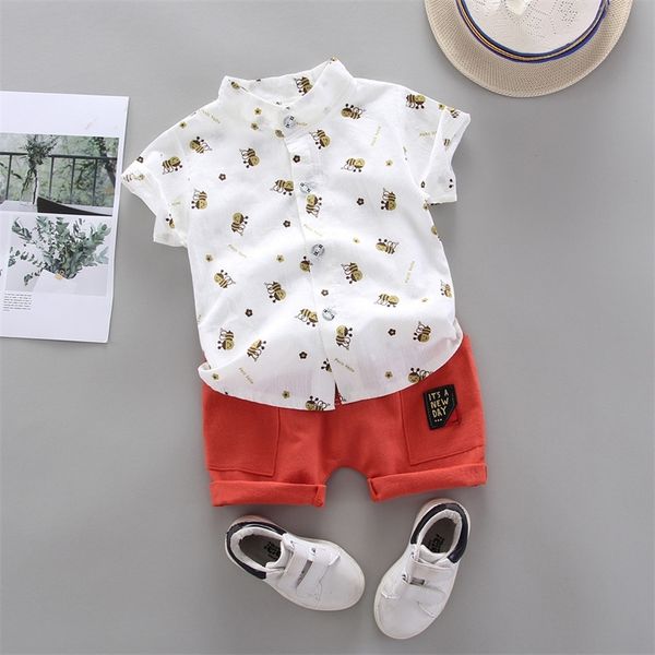 

toddler baby boy cartoon bee shirt shorts set summer infant newborn boys short sleeve short pants outfits roupa infantil y200803, White