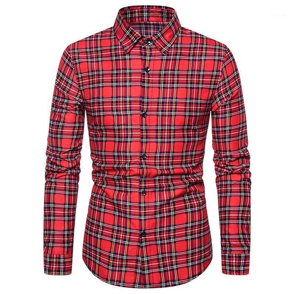 

men shirt fashion plaid long sleeve blouse male personality party dress slim spring new arrival 2020 red green blue1, White;black